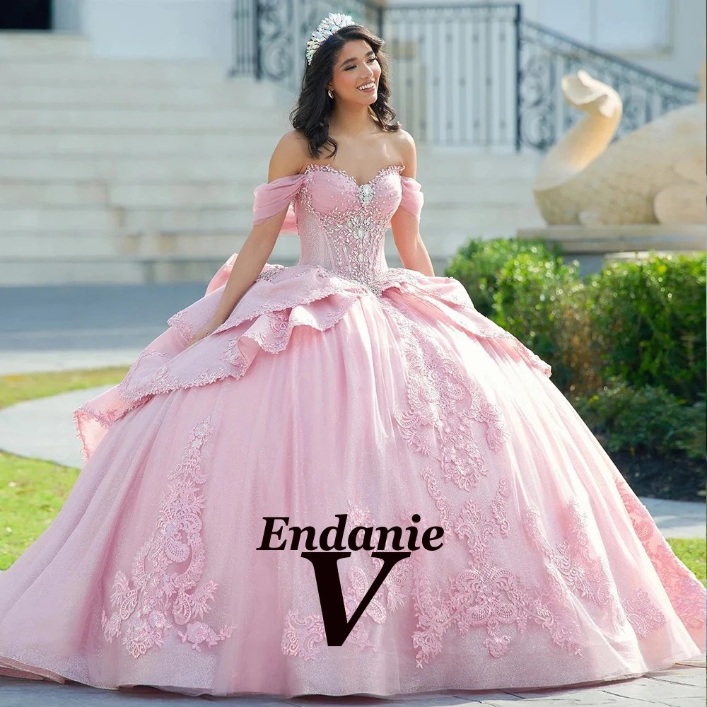 Vendanie ҳฦ õ Bowknot Quinceanera 巹 Tiered Rhinestones Sweetheart A  ڸ Vestidos De 15 Customized
